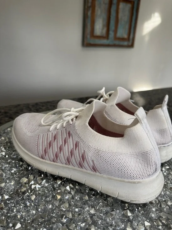 Women's Lightweight Knit Lace-Up Sneakers in Light Pink - Picture 6 of 12